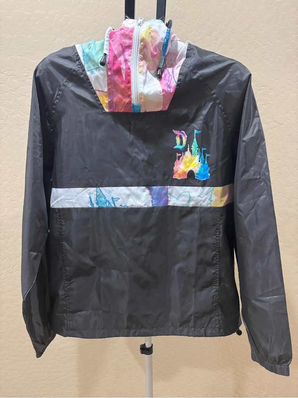 Disney windbreaker Jacket Unisex Hoodie Black multicolor medium